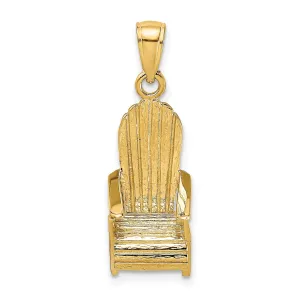 14K Yellow Gold Polished Finish 3-Dimensional Lattice Design Beach Chair Charm Pendant
