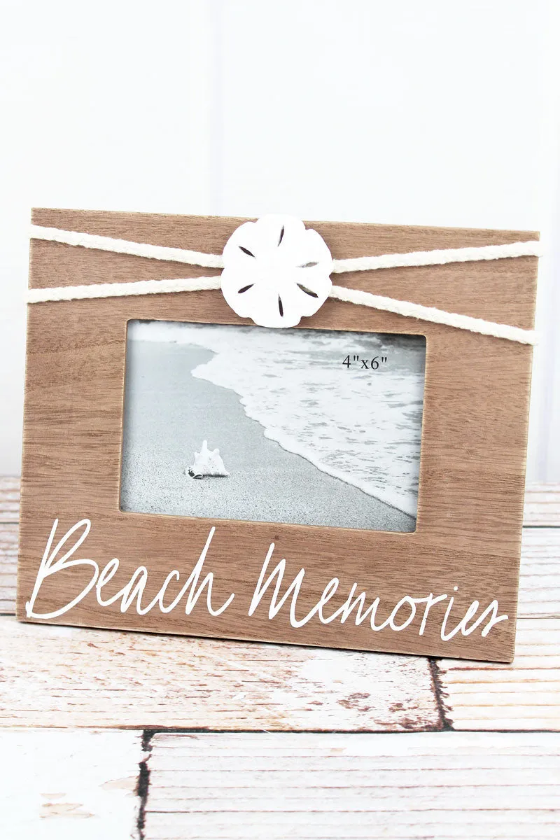 8 x 9.5 'Beach Memories' Sand Dollar Accented Wood 4x6 Photo Frame