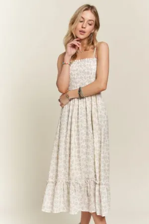 ADORA Floral Ruffled Hem Sage Cami Dress