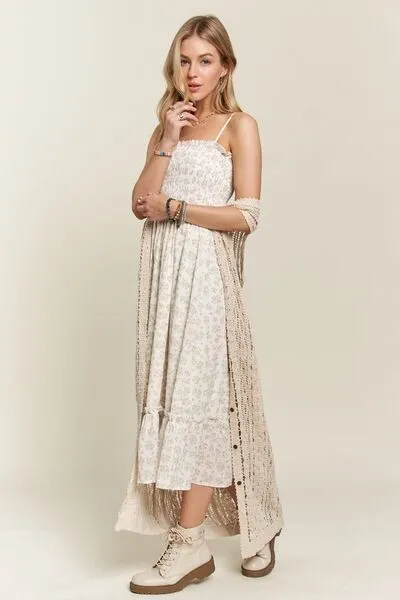 ADORA Floral Ruffled Hem Sage Cami Dress
