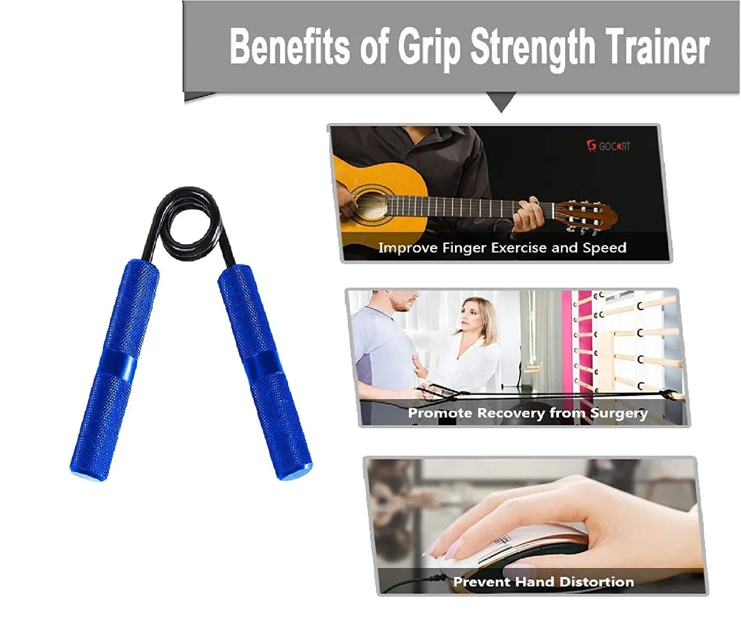 ALYV Metal Heavy Hand Grip and Wrist Strengthener Gripper - Resistance from 150LB Exerciser for Hand Grip Strength Trainer and Fingers (Blue)