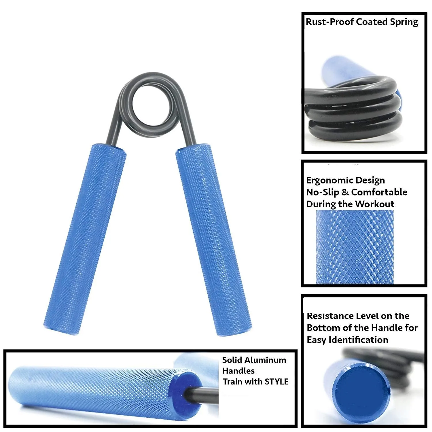 ALYV Metal Heavy Hand Grip and Wrist Strengthener Gripper - Resistance from 150LB Exerciser for Hand Grip Strength Trainer and Fingers (Blue)