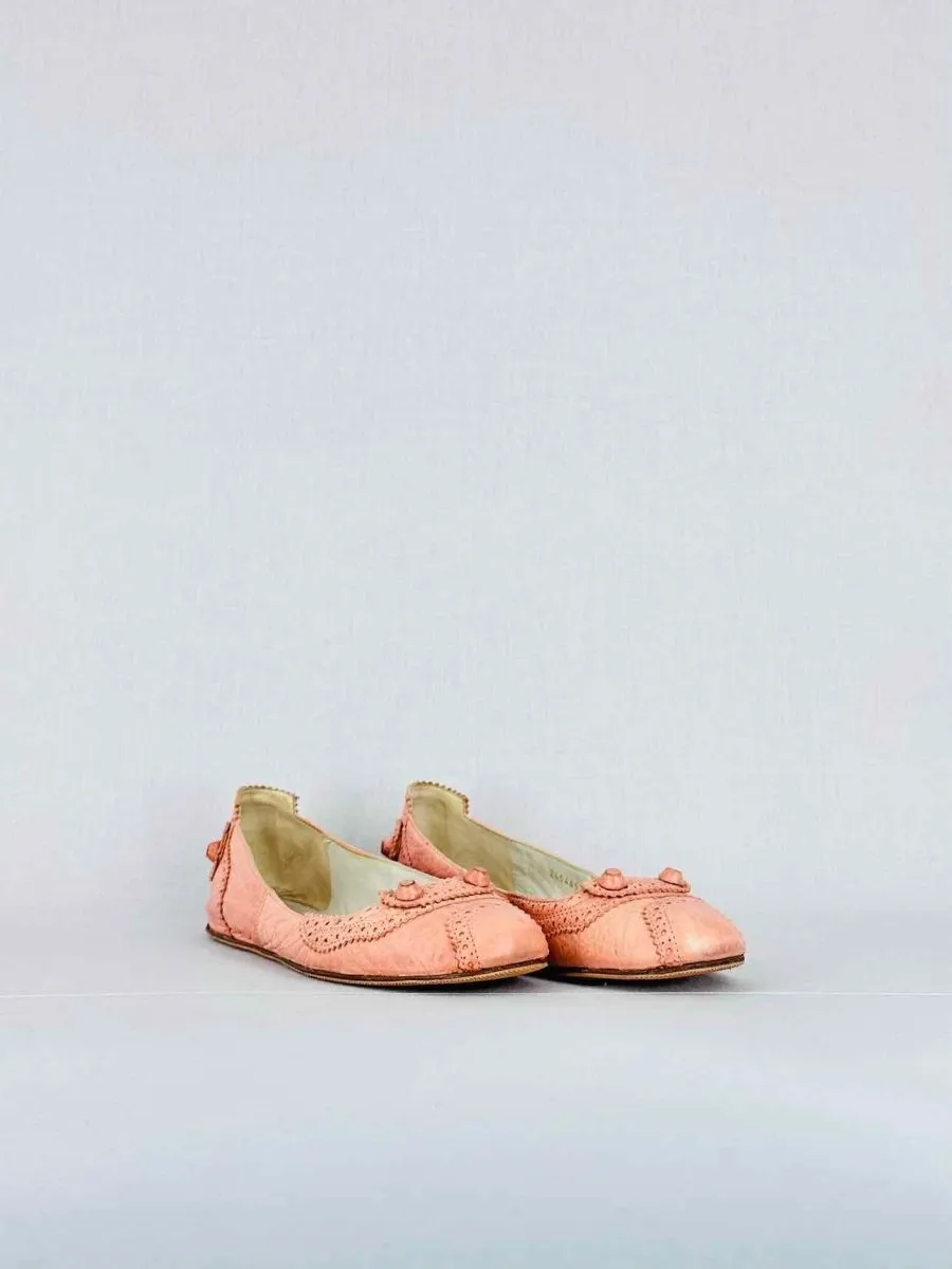 BALENCIAGA Arena Peach Ballet Flats 38