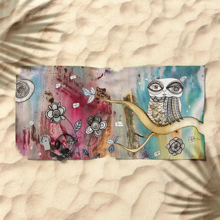 Bath Towel 'Surreal Owl I'