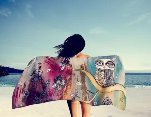 Bath Towel 'Surreal Owl I'