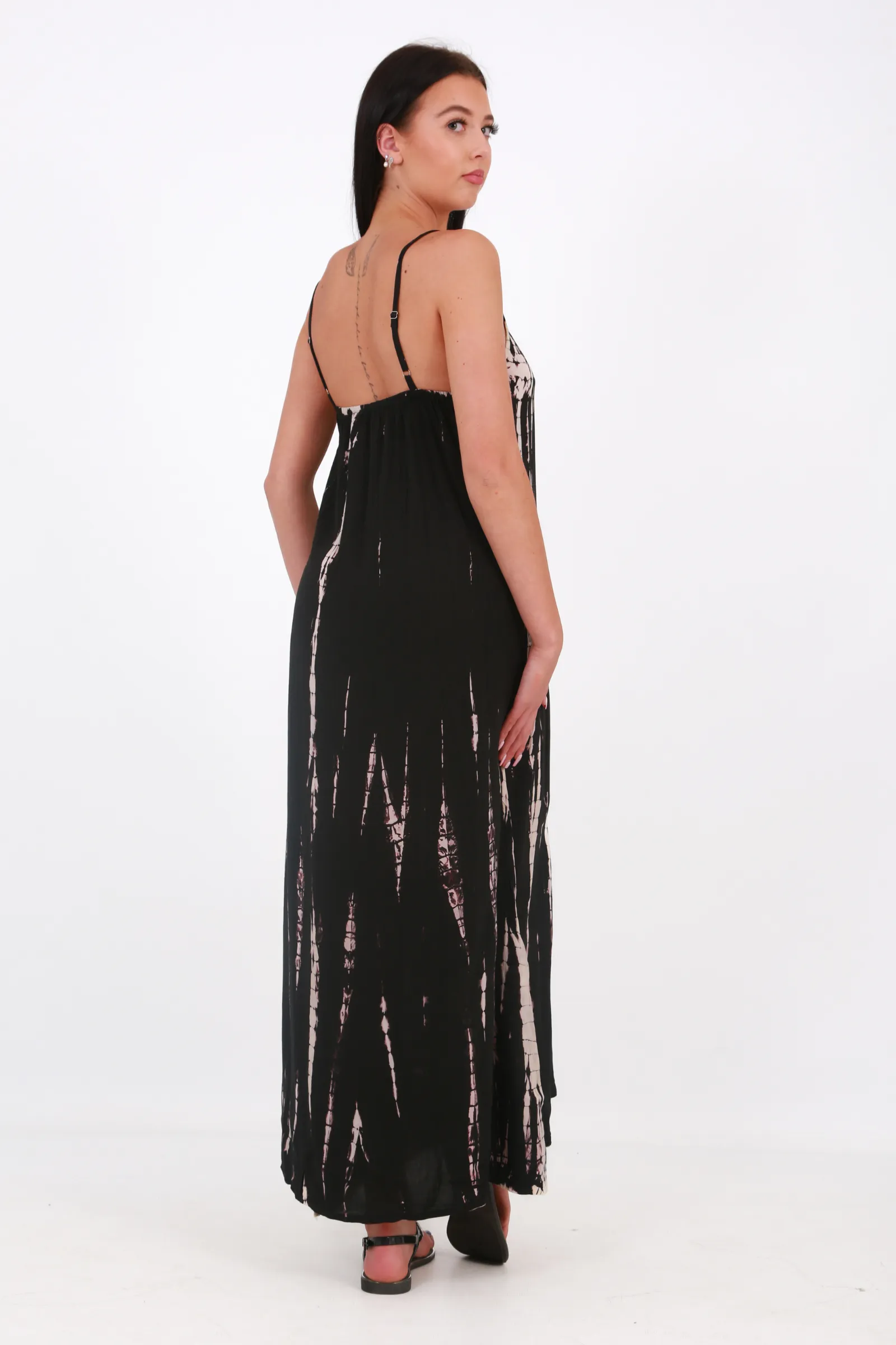 Beach Bunny Maxi Spaghetti beach dress -tie dyed Black