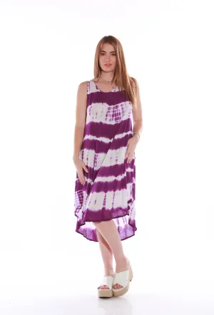 Beach Bunny sleeveless umbrella beach dress -Tie dyed Purple