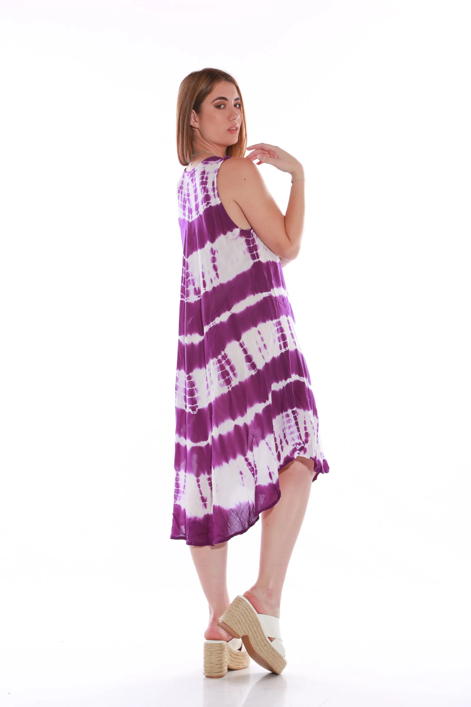 Beach Bunny sleeveless umbrella beach dress -Tie dyed Purple