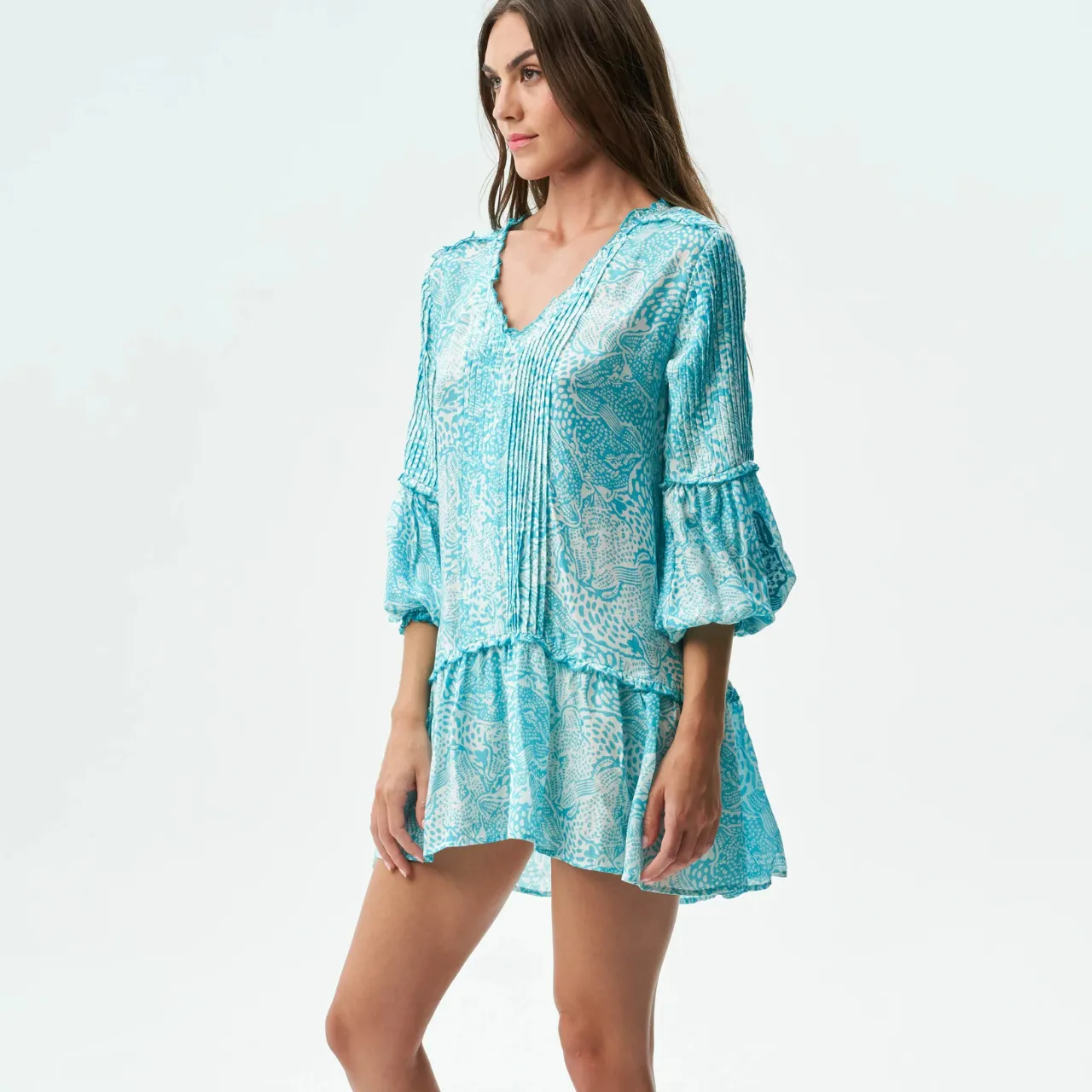 Bella Dress in Animal Blue