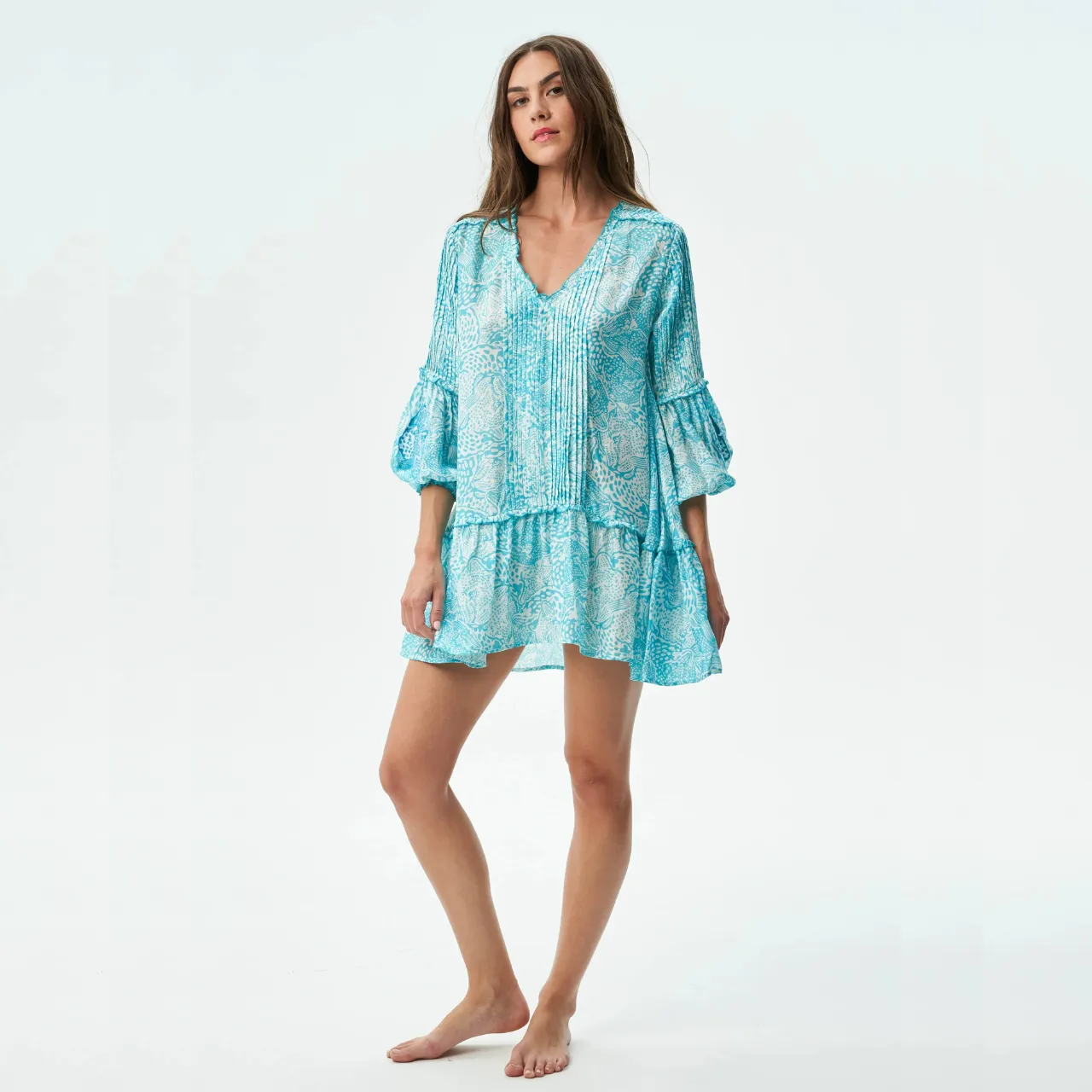 Bella Dress in Animal Blue