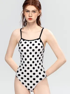 Black And White Polka Dots Retro One Piece Swimsuit