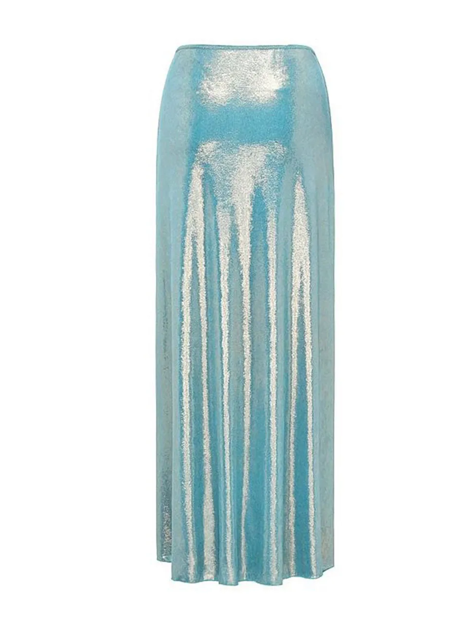 Blue Luminous Fabric One-piece Swimsuit With Bathing Suit Warp Skirt