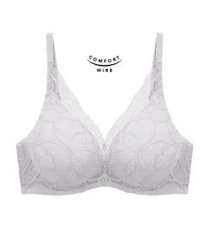 Body Makeup Illusion Lace Wired Push Up Deep V Bra