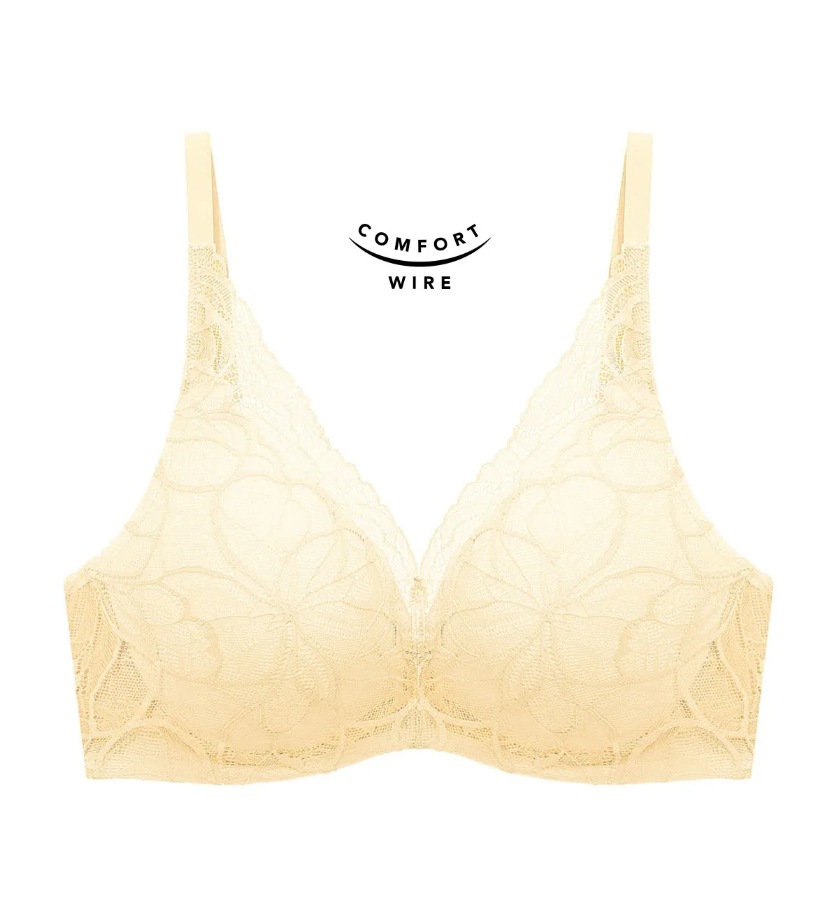 Body Makeup Illusion Lace Wired Push Up Deep V Bra