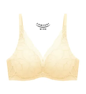 Body Makeup Illusion Lace Wired Push Up Deep V Bra
