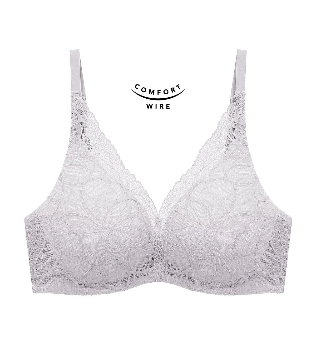 Body Makeup Illusion Lace Wired Push Up Deep V Bra