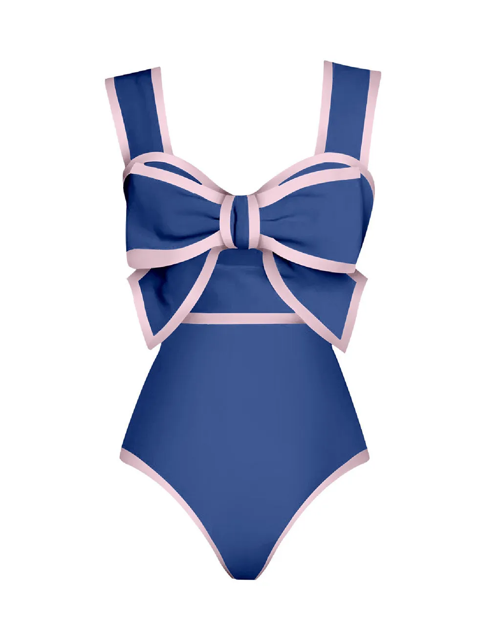 Bow Retro Style One Piece With Polka Dots Bathing Suit Swing Skirt