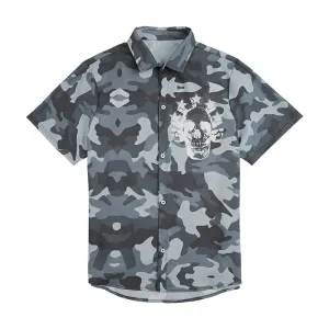CAMO SKULL LAPEL ALOHA SHIRT