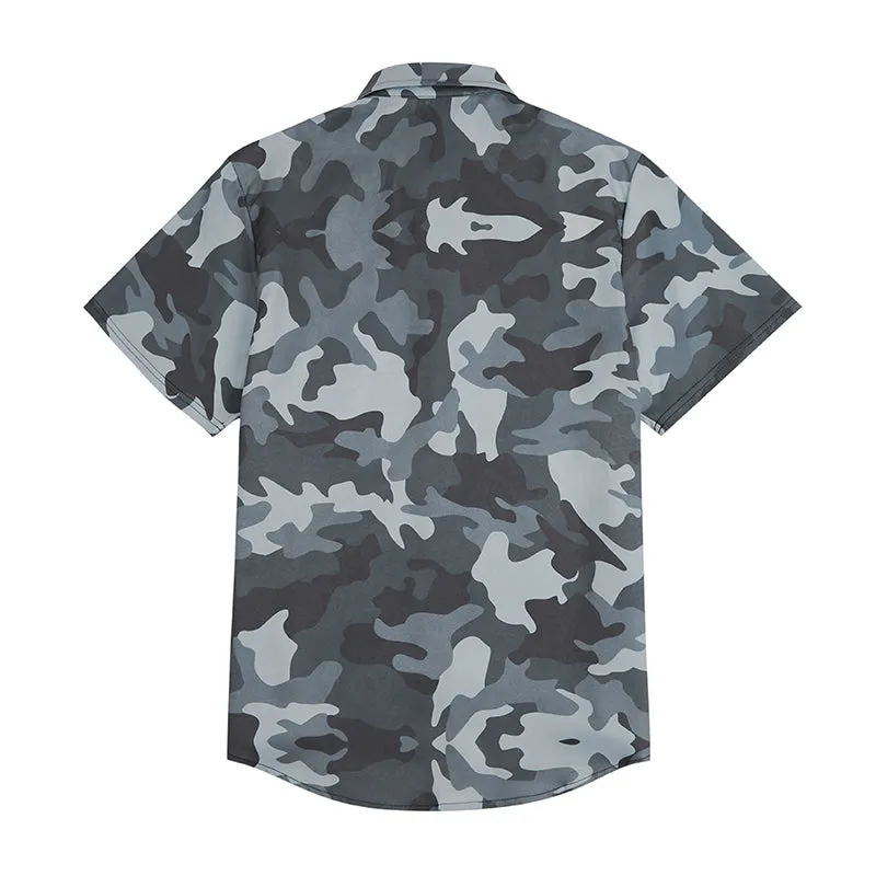 CAMO SKULL LAPEL ALOHA SHIRT