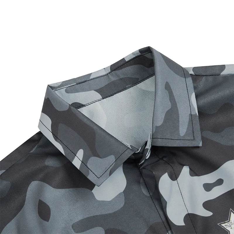 CAMO SKULL LAPEL ALOHA SHIRT