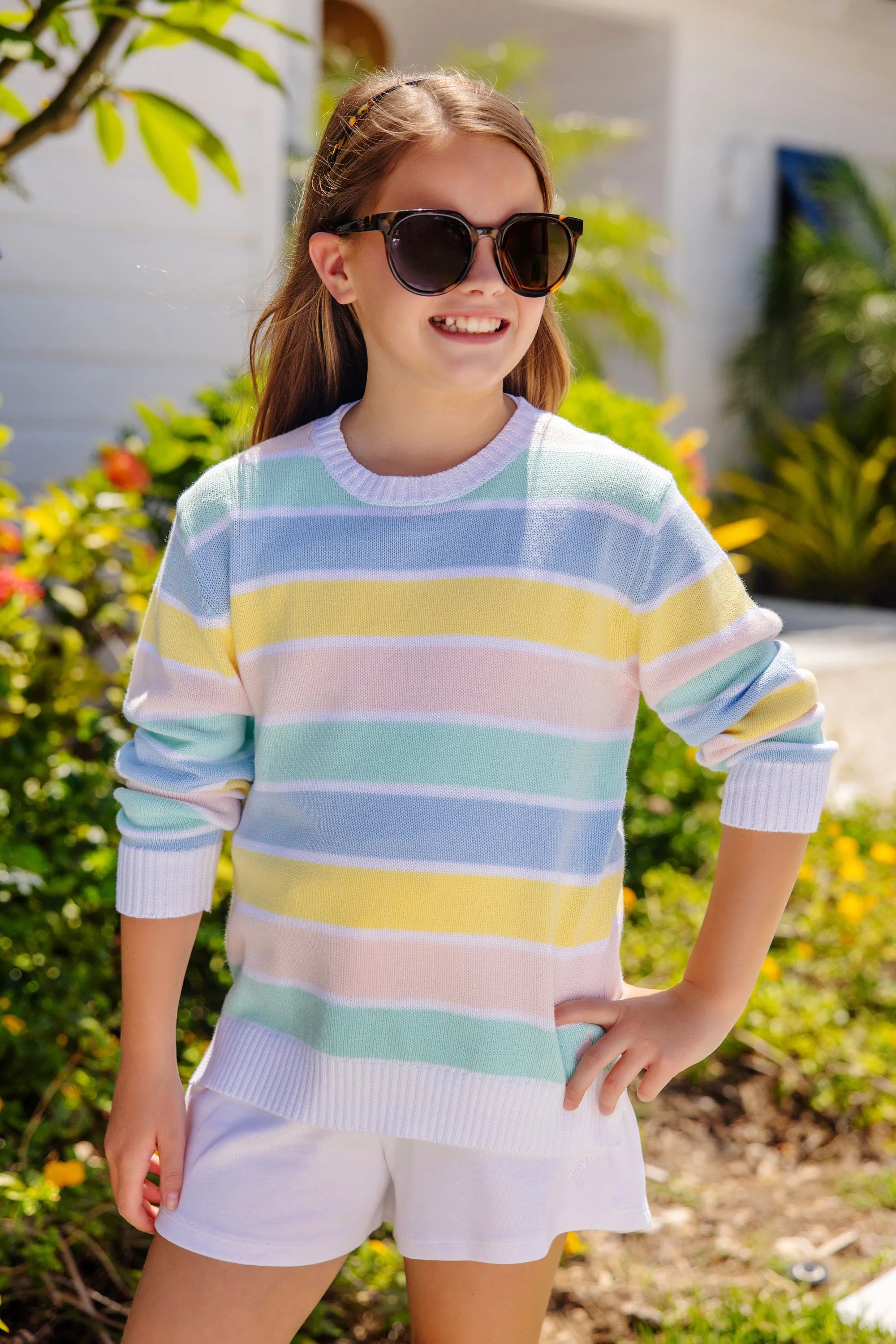 Cissy Sweater - Siesta Key Stripe with Palm Beach Pink