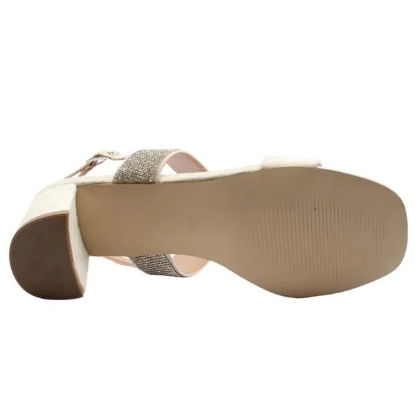 Coco Ritz Diamonte Strap Block Heel Sand COCO1026