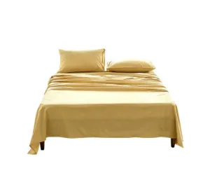 Cosy Club Sheet Set Bed Sheets Set - Flat Cover Pillow Case Yellow Essential