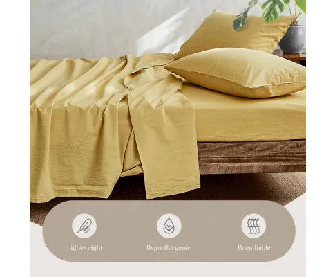 Cosy Club Sheet Set Bed Sheets Set - Flat Cover Pillow Case Yellow Essential