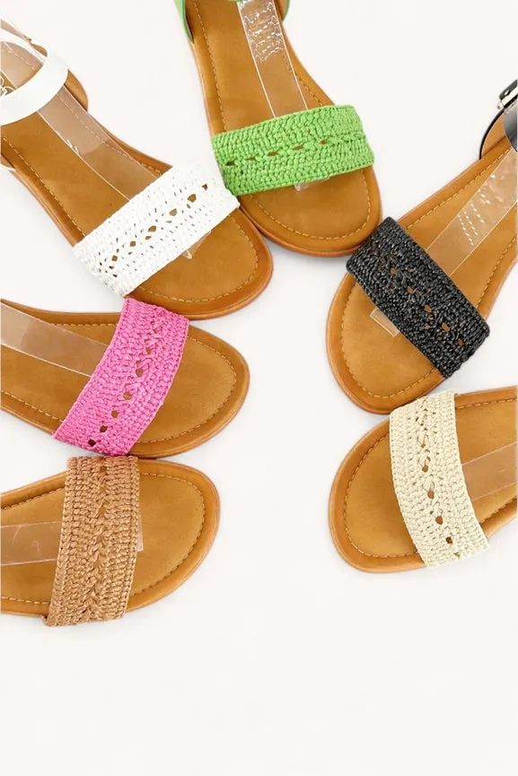 Crochet Knitted Strap Sandals Tan