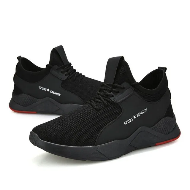 CYSINCOS Summer Black Men Vulcanize Shoes Breathable Casual Sports Male Sneakers Mesh Trainers Lace-up Flats Shoes Plus 39-44