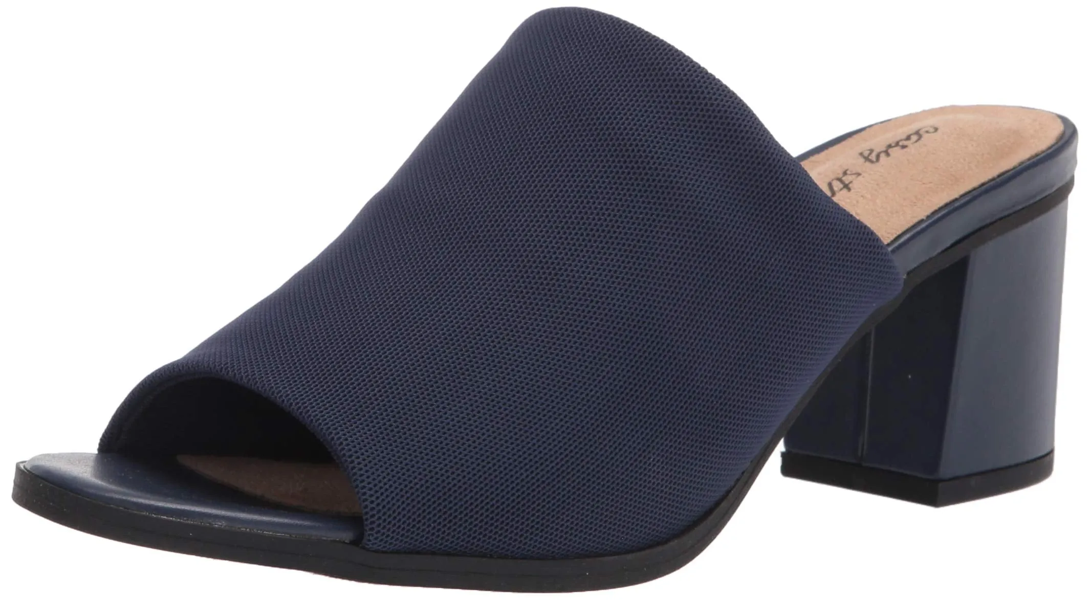 Easy Street Women's Mule, Navy Stretch Fabric, 10