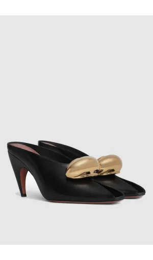 Emerson Hardware Buckle Fish Mouth Leather Mules