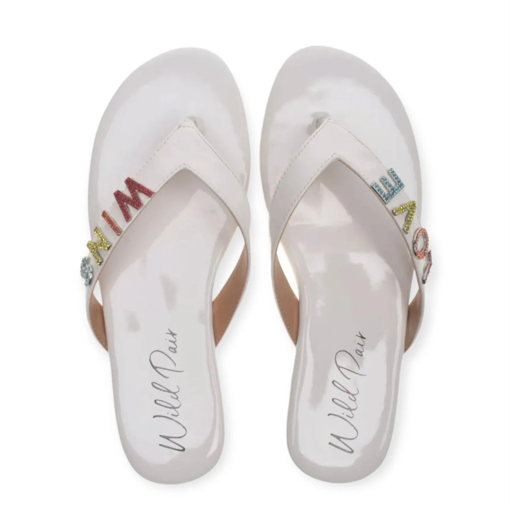 FANTASIA Women's Embellished Flats Thong Slide Sandals