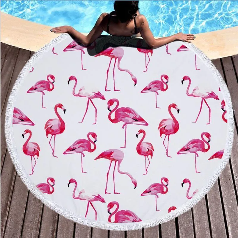 Flamingo Beach Towel With Tassels