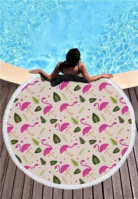 Flamingo Beach Towel With Tassels