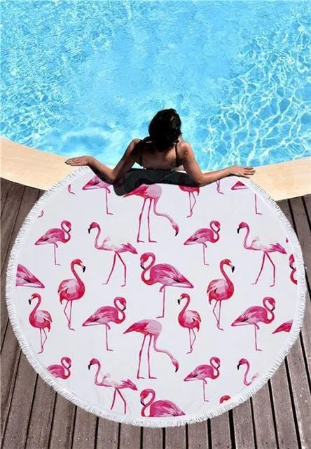 Flamingo Beach Towel With Tassels