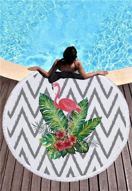 Flamingo Beach Towel With Tassels