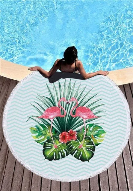 Flamingo Beach Towel With Tassels