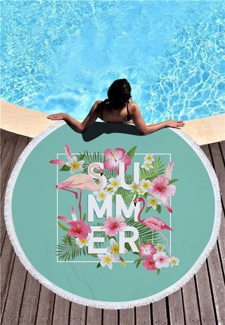Flamingo Beach Towel With Tassels