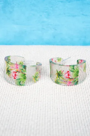 Flamingo Isle Acrylic Hoop Earrings