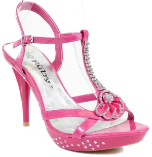 Flower Open Toe Rhinestone Strappy Stiletto High Heel Sandal Shoe