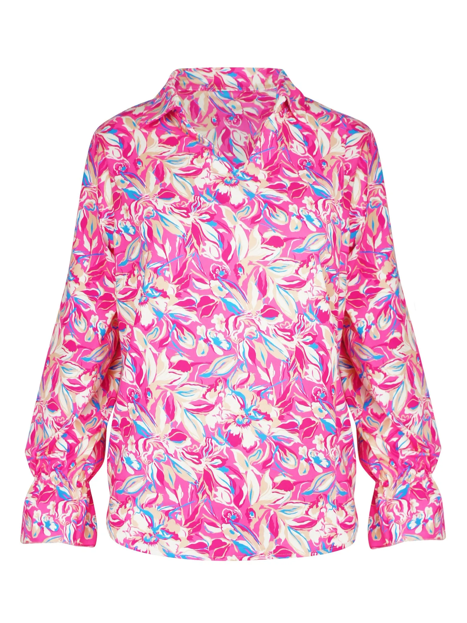 Flower Stretch Top Fuchsia