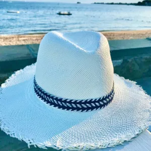 Fringe Hat with Navy/Silver Wave