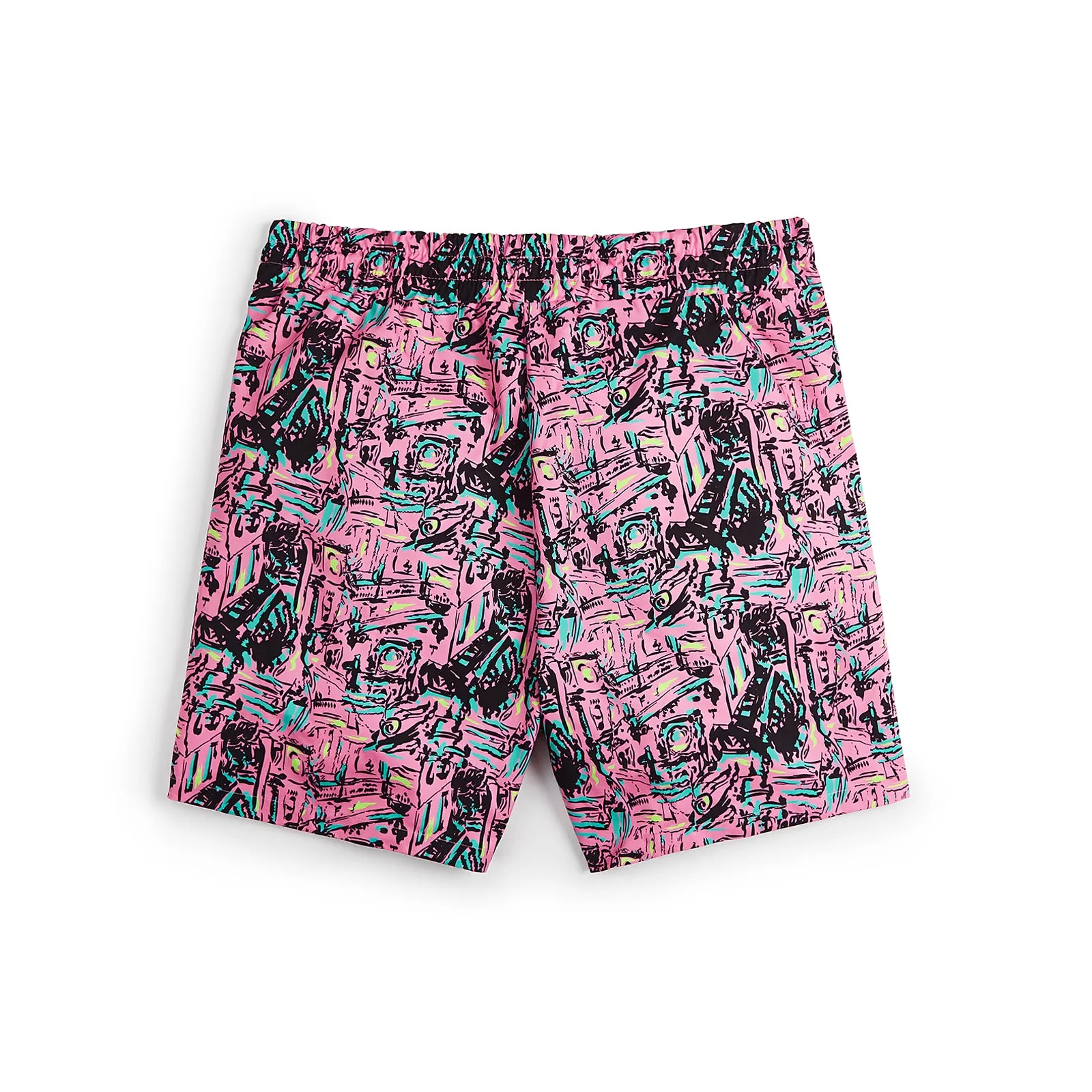 GRAFFITI PRINTED 5'' INSEAM INSEAM SWIM TRUNKS