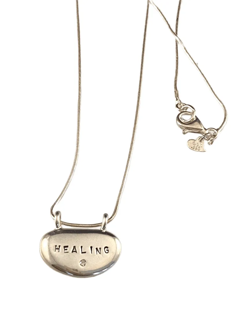 Healing & Diamond Sterling Nugget Necklace