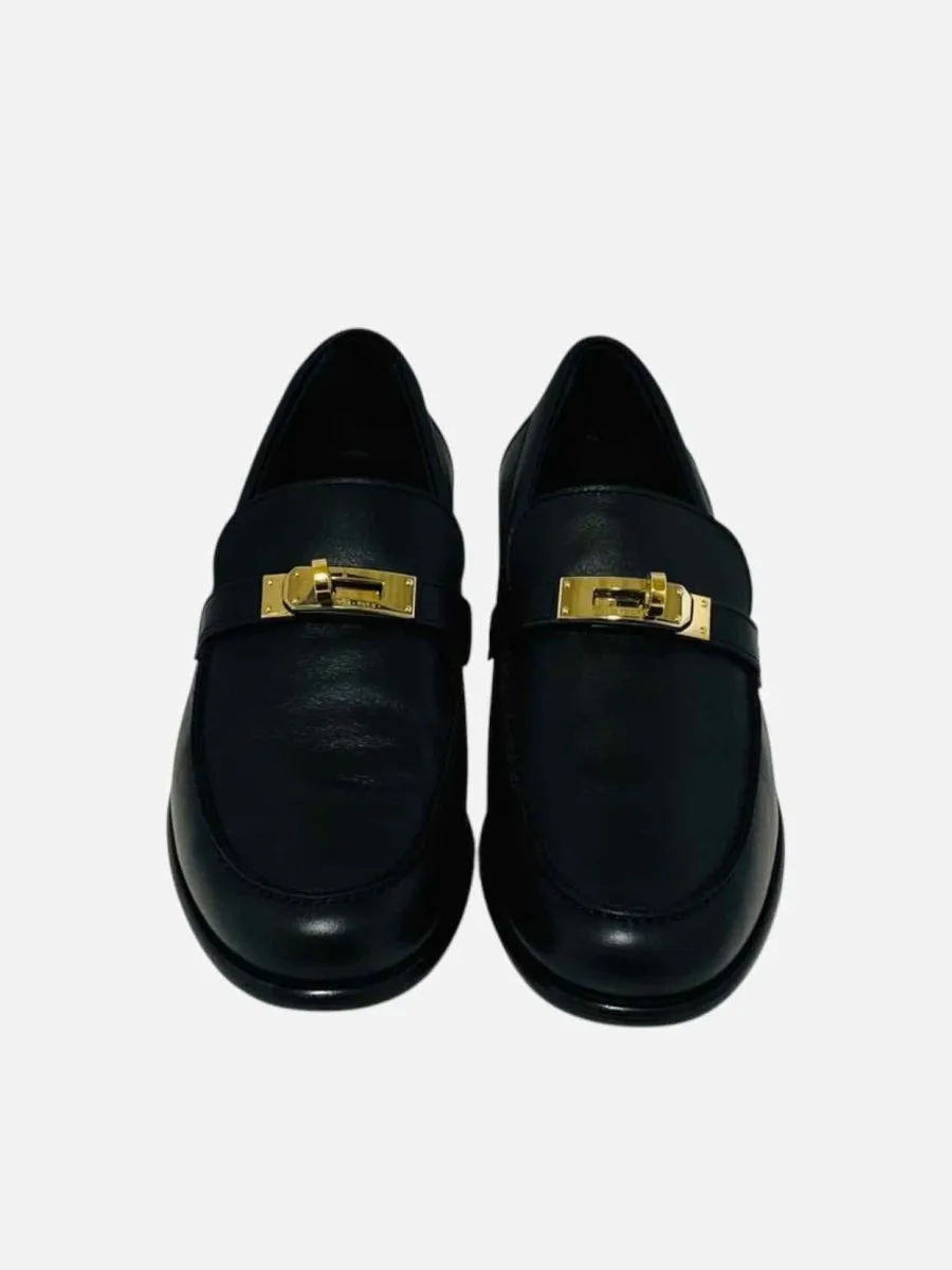 HERMES Destin Black Loafers 36.5