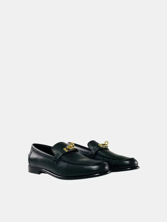 HERMES Destin Black Loafers 36.5