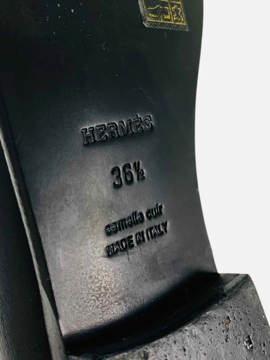 HERMES Destin Black Loafers 36.5