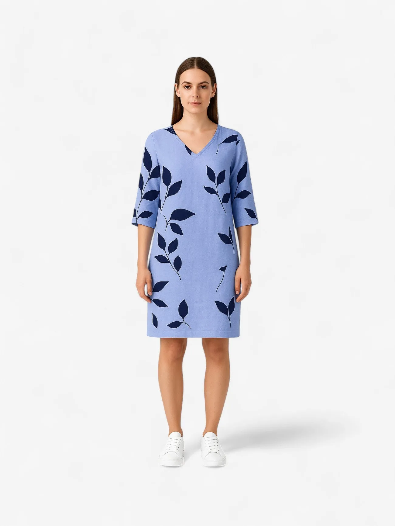 Jada | Women's Casual Print V Neck Half Sleeve Midi Dress