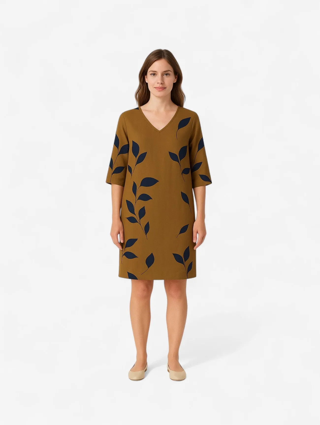 Jada | Women's Casual Print V Neck Half Sleeve Midi Dress
